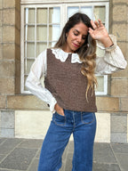 Pull sans manches Louisa marron