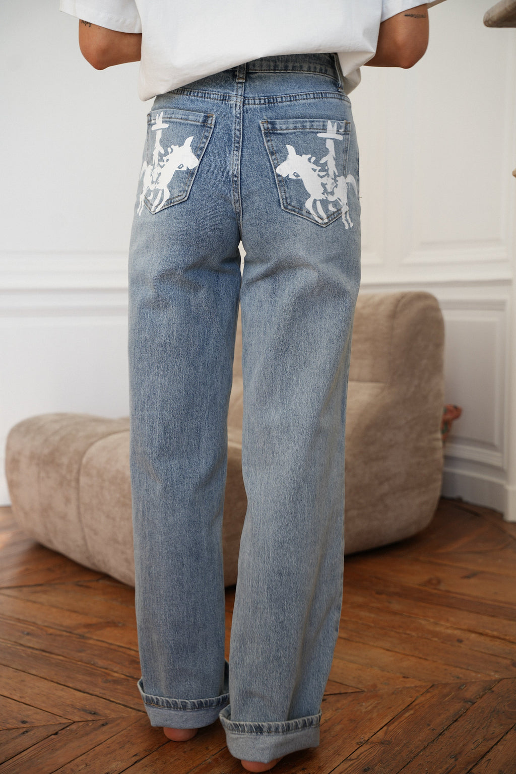 Meryl Printed Jeans - Blue