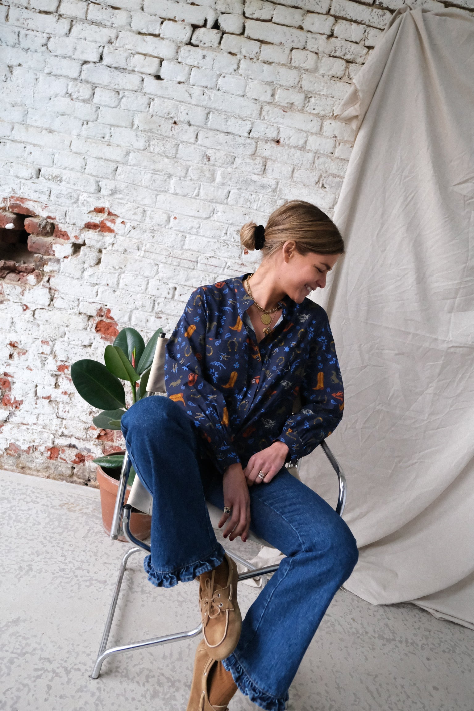 Maria Navy Cowboy Shirt