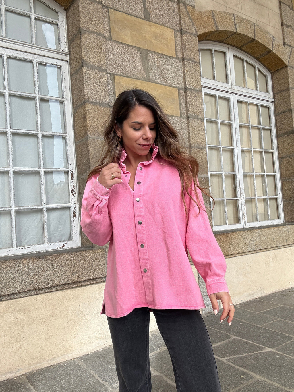Veste En Jean Céleste Rose Bonbon