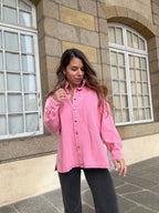 Veste En Jean Céleste Rose Bonbon