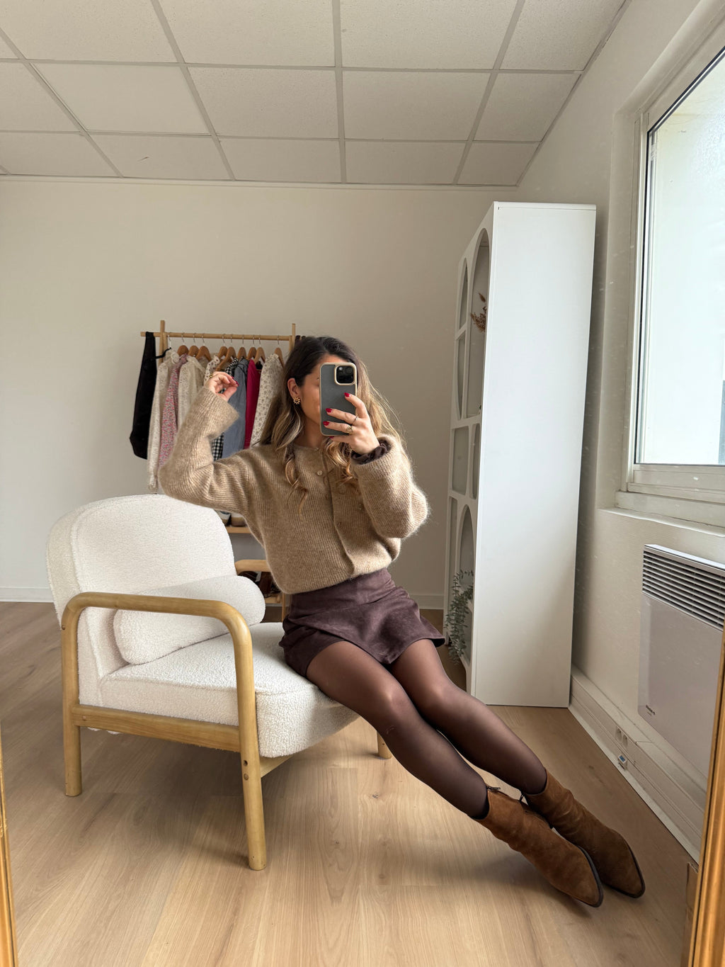 Jupe Short En Suédine Selena Chocolat