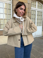 Cagoule en laine et cachemire beige