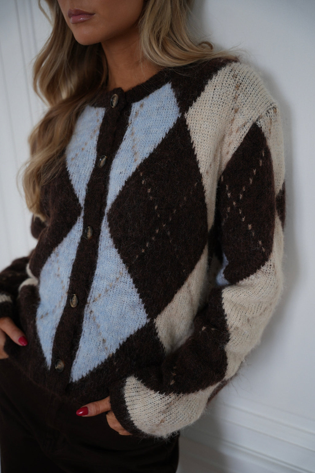 Gilet Losanges Elma - Chocolat/Bleu