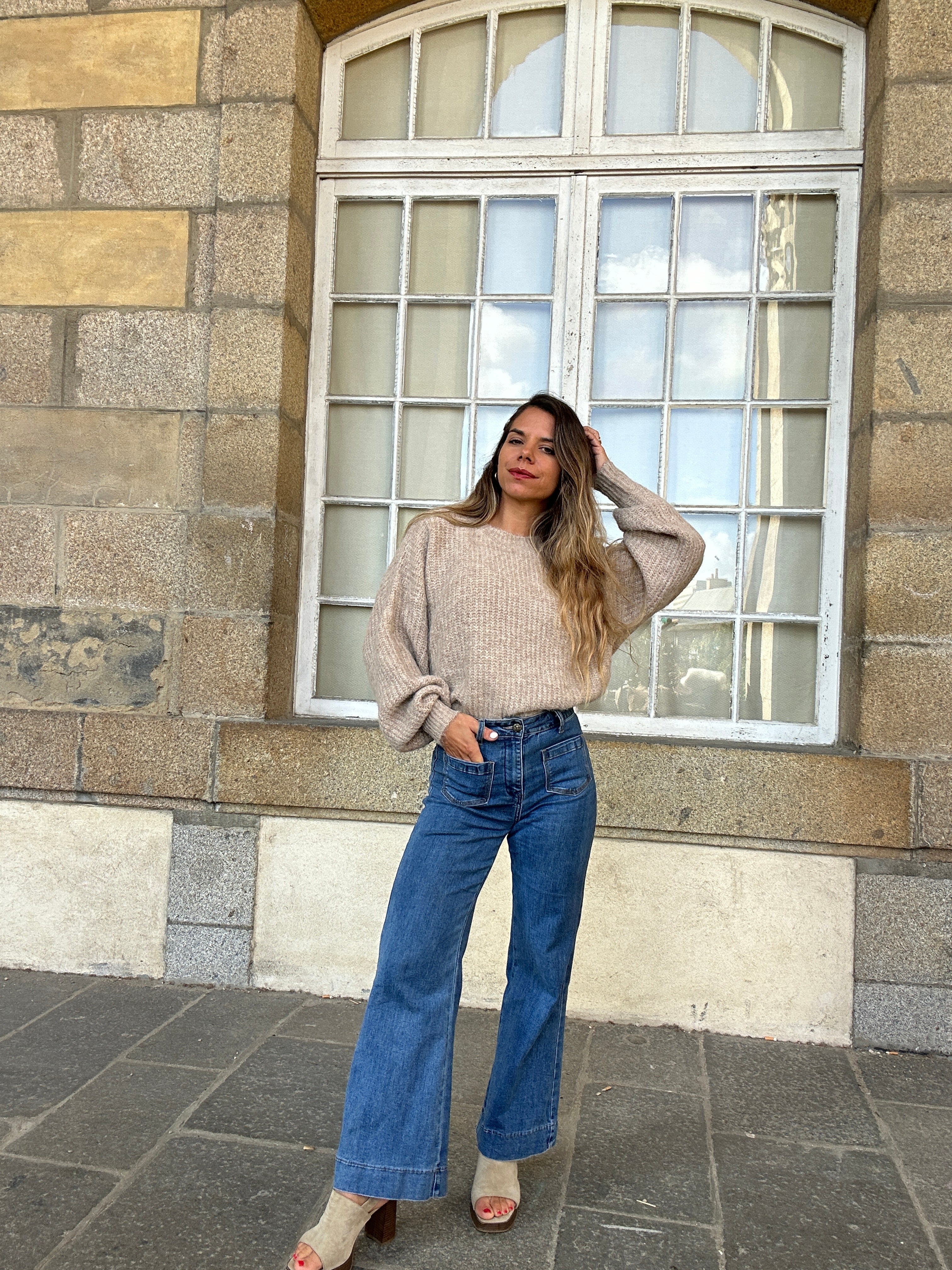 Pull En Maille Jade Taupe
