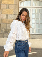 White Blouse with Colombe Embroidery