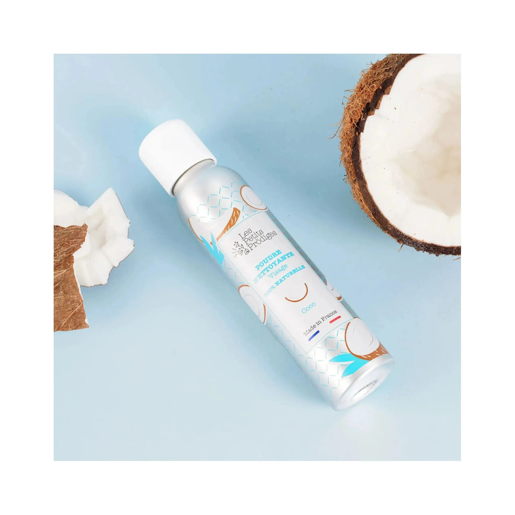 Polvo limpiador facial de coco utiliza agua innovación natural