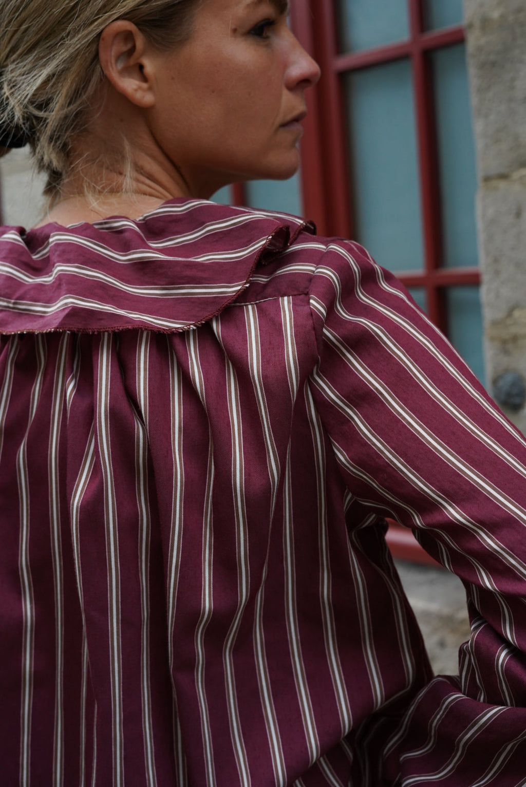 Blouse Olympe Rayure Bordeaux