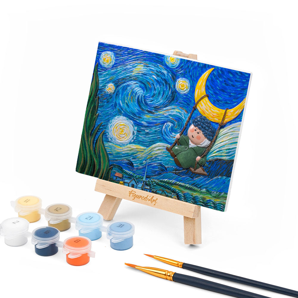 Kit De Peinture En Relief 3D - Le Petit Rêveur Dans La Nuit Étoilée