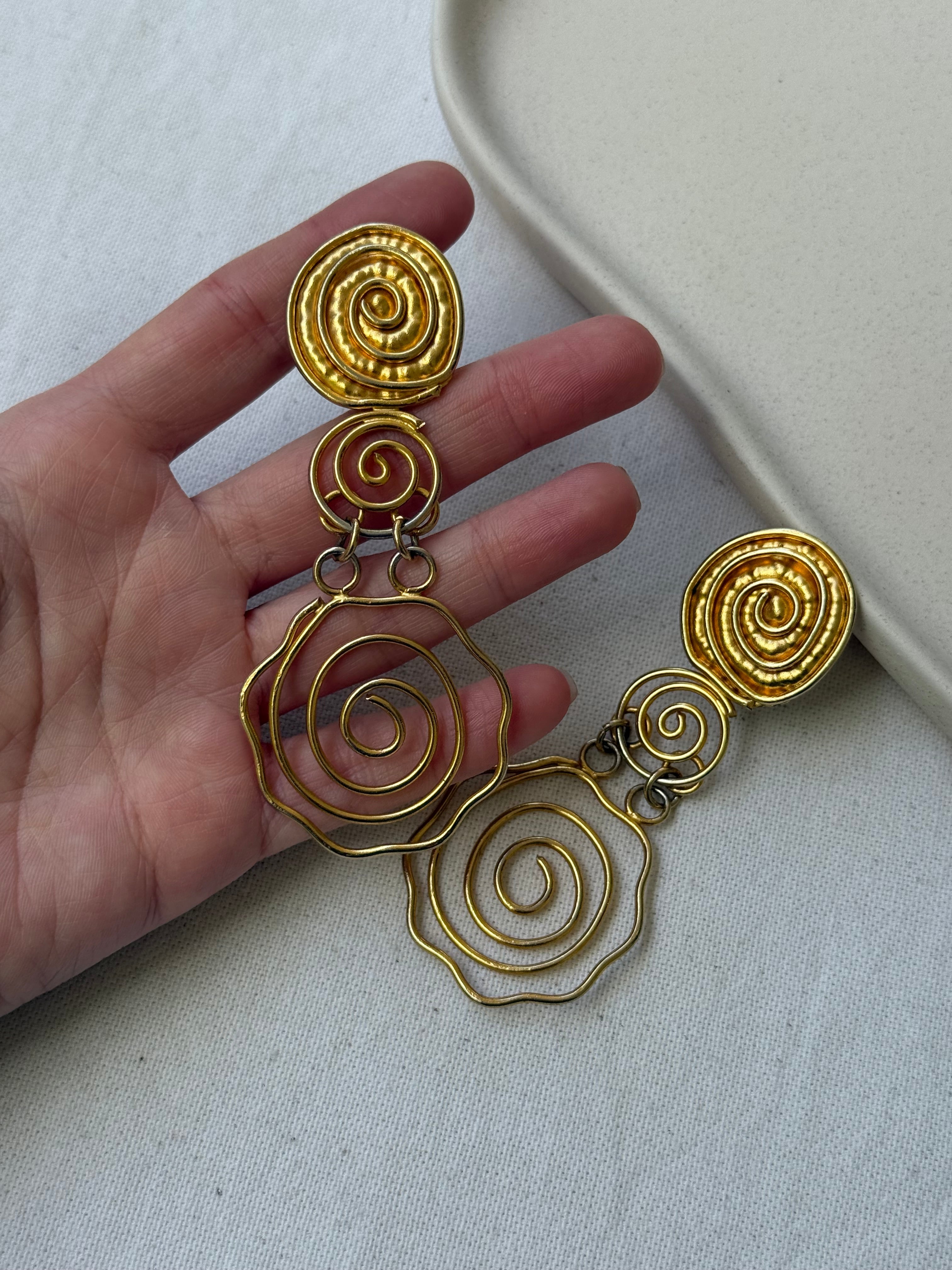 Boucles D’Oreilles Vintage - Spirales Dorées