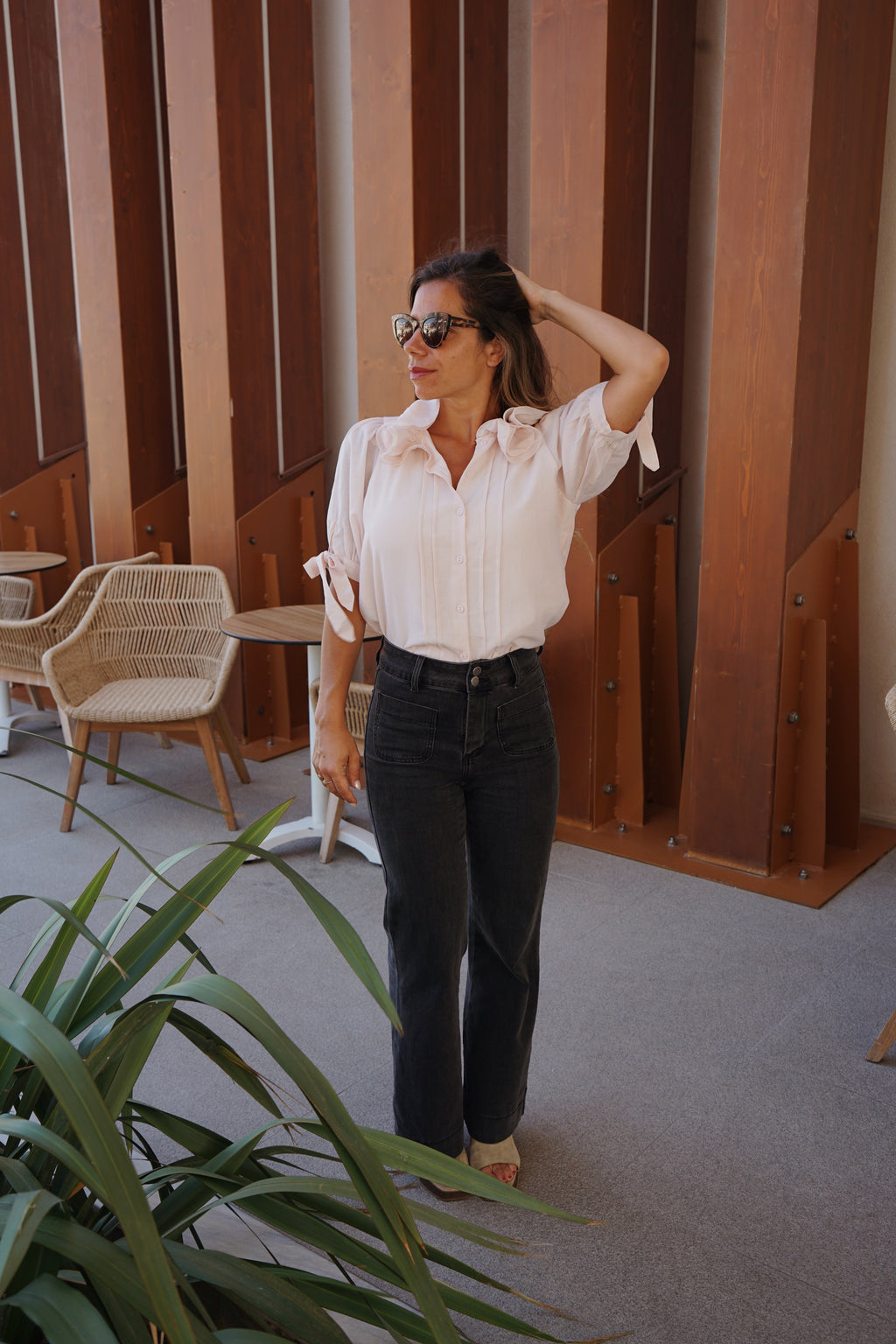 Blusa Mini Marrón Rosa Suave