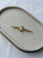 Vintage Brooch - Twisted Barrette Shape and Pearl