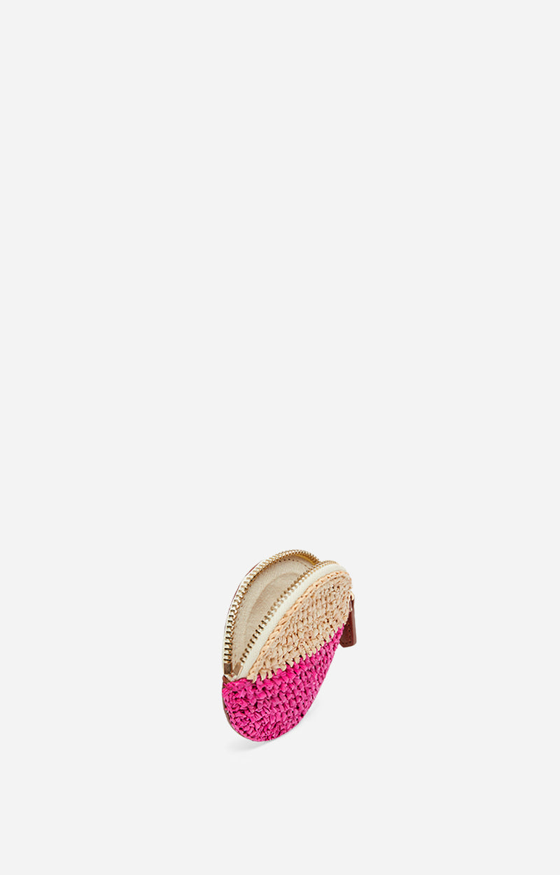 Petit Porte-Monnaie Raphia - Multico/Rose