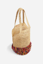 Bolso De Red En Rafia - Multicolor