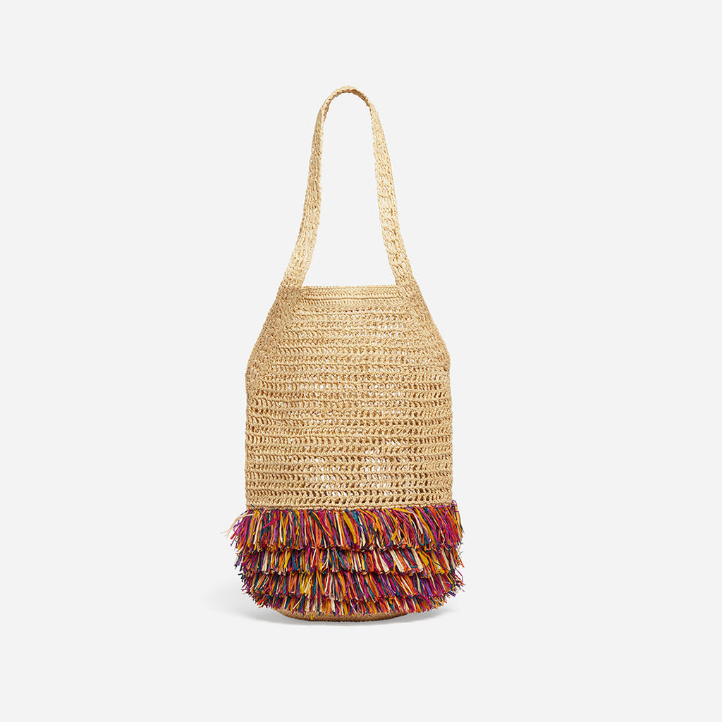 Bolso De Red En Rafia - Multicolor