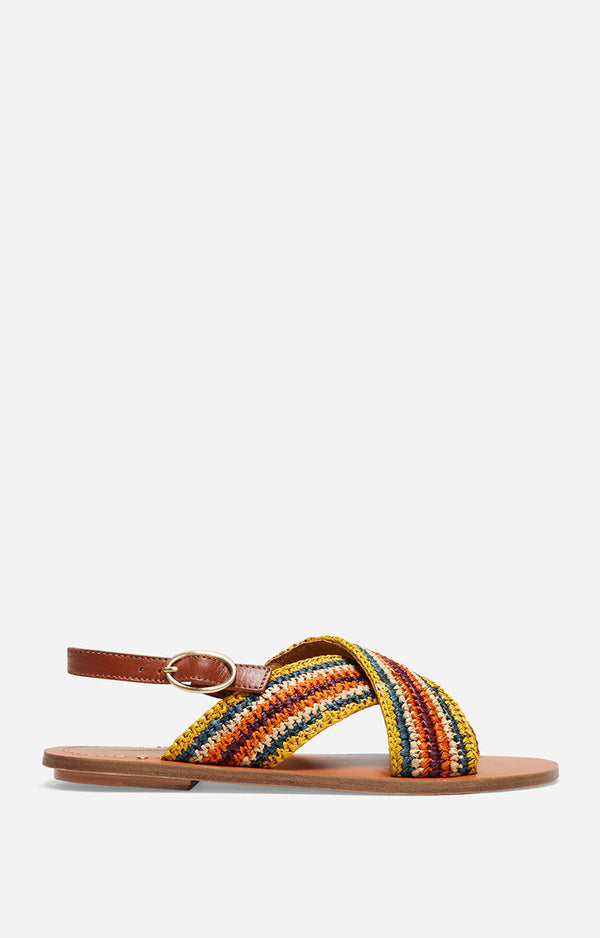 Vanessa Bruno - Raffia & Leather Sandals - Multicolour