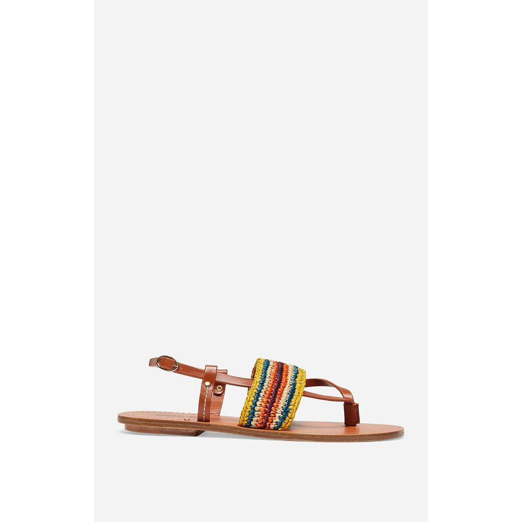Sandalias de Rafia y Cuero con Curtido Vegetal - Multicolor