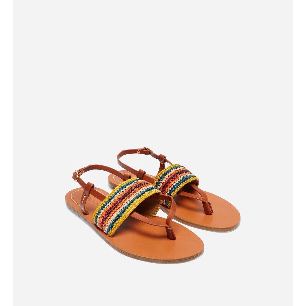 Sandalias de Rafia y Cuero con Curtido Vegetal - Multicolor
