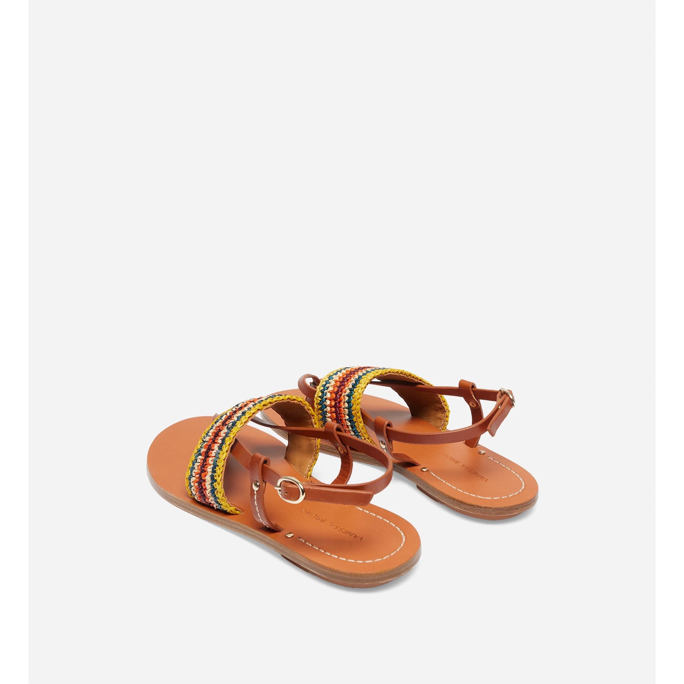 Sandalias de Rafia y Cuero con Curtido Vegetal - Multicolor