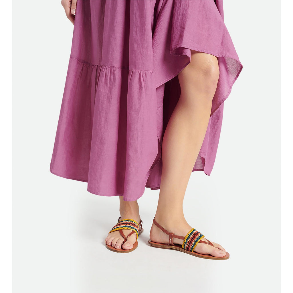 Sandalias de Rafia y Cuero con Curtido Vegetal - Multicolor