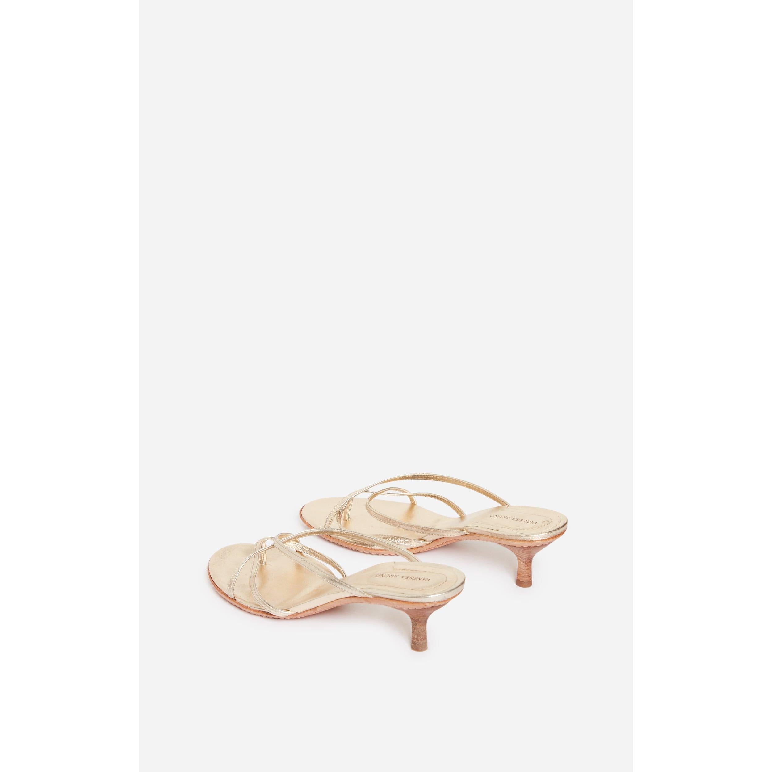 Sandalias De Piel - Oro Claro