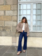 Chaqueta efecto ante color topo Léonie