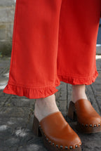 Gauthier Ruffled Trousers Red Denim