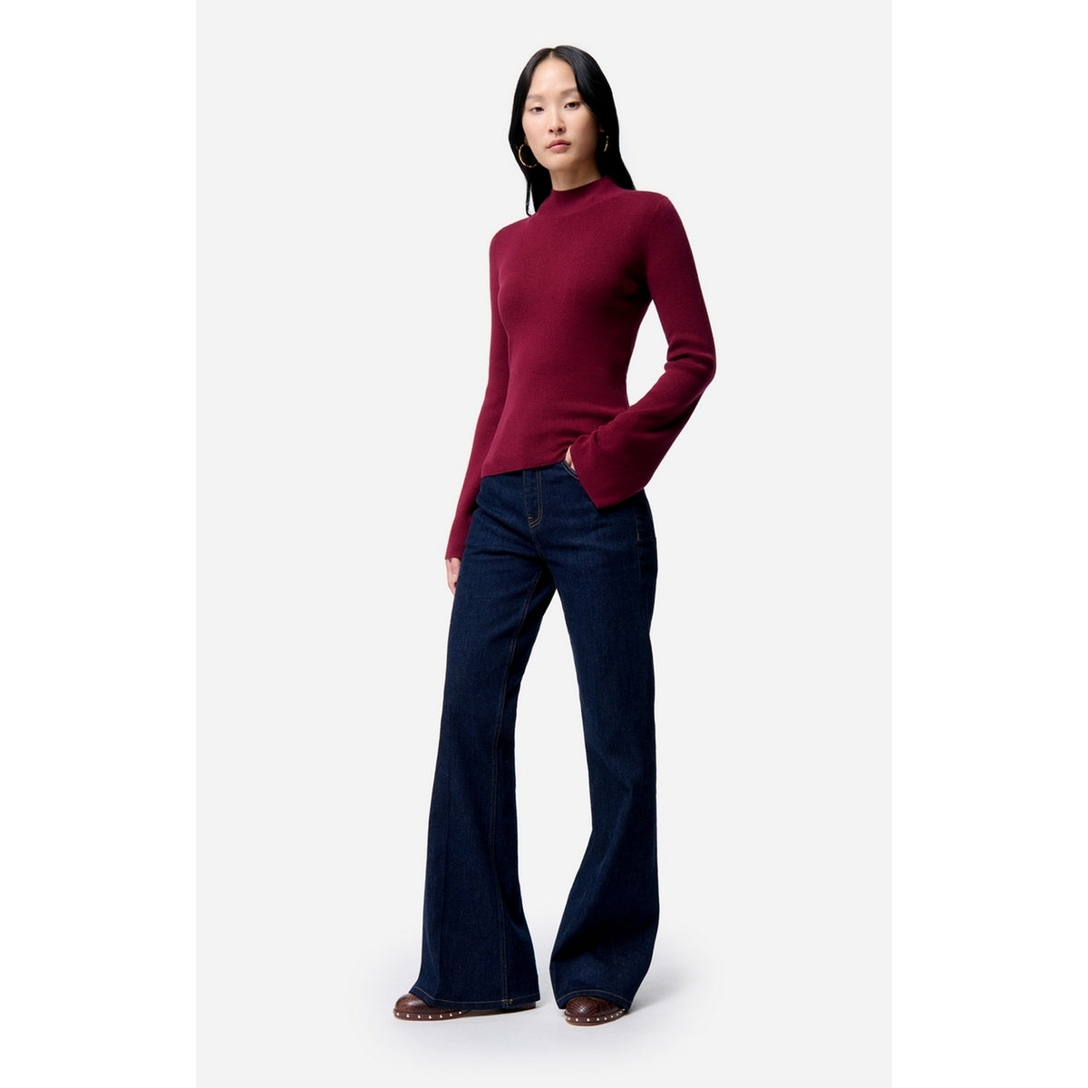 Stehkragenpullover Francesca - Bordeaux