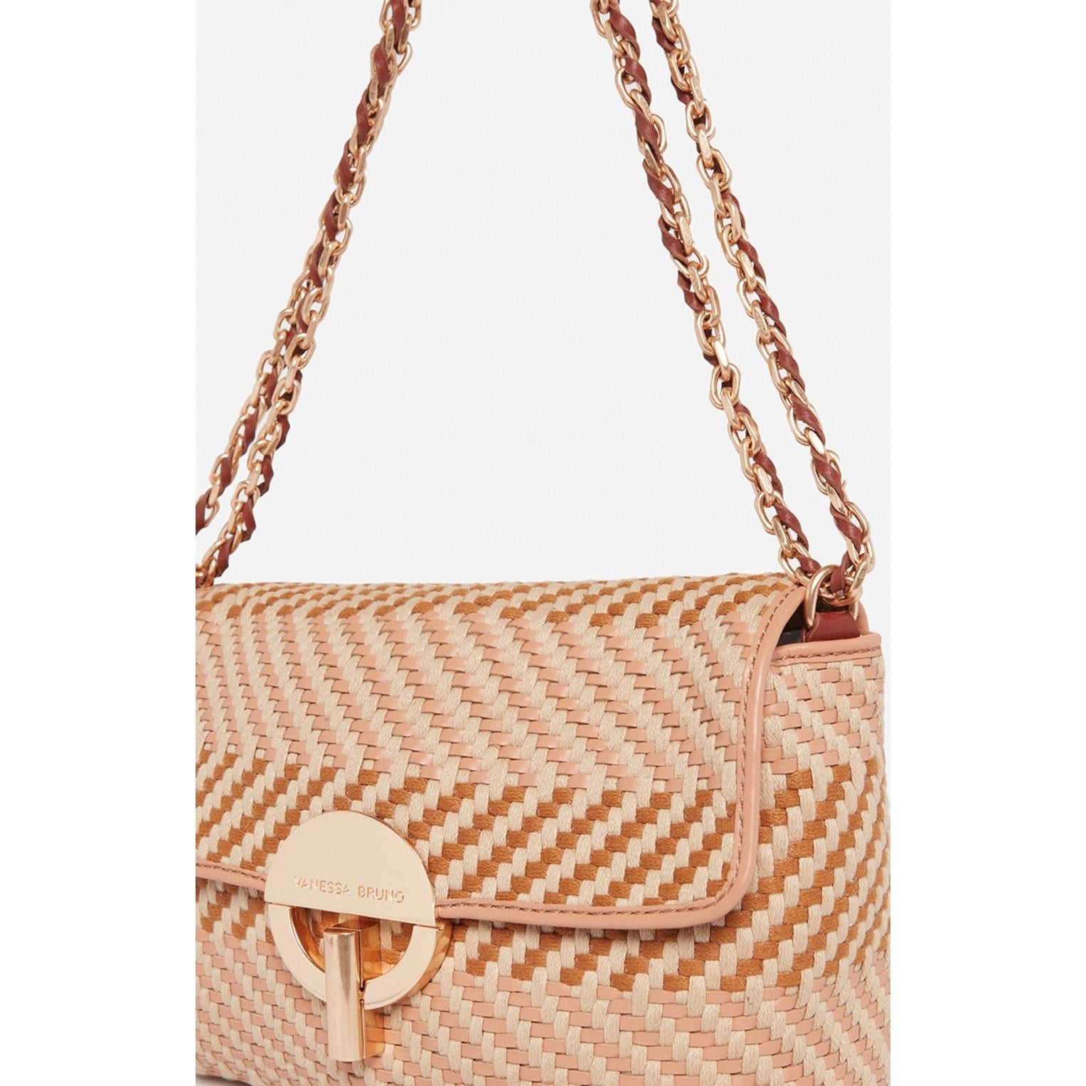 Vanessa Bruno - Bolso Pequeño Moon De Piel & Algodón - Multicolor & Biscuit