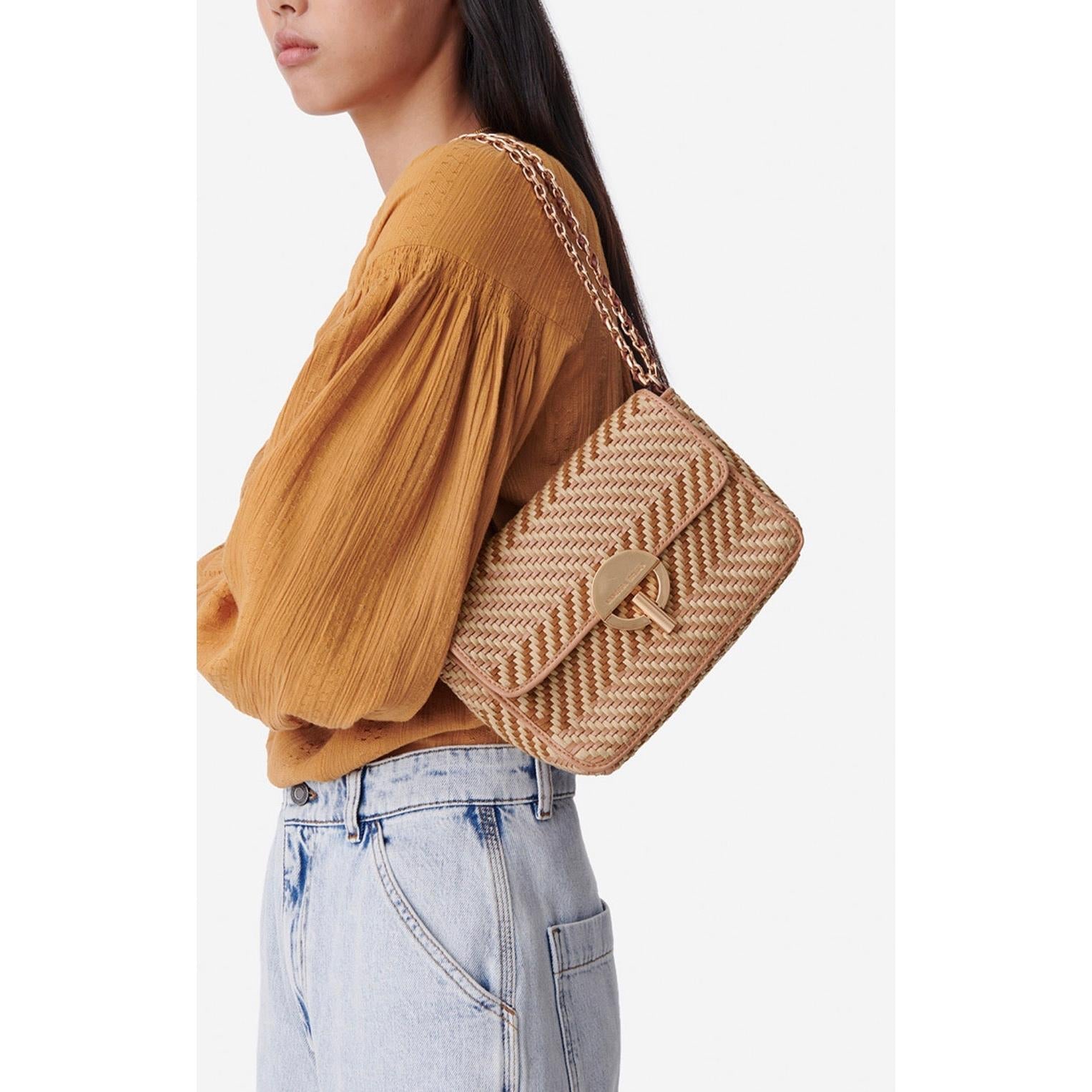 Vanessa Bruno - Bolso Pequeño Moon De Piel & Algodón - Multicolor & Biscuit