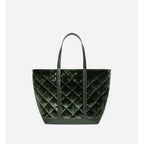 Large Quilted Velvet Tote - Green