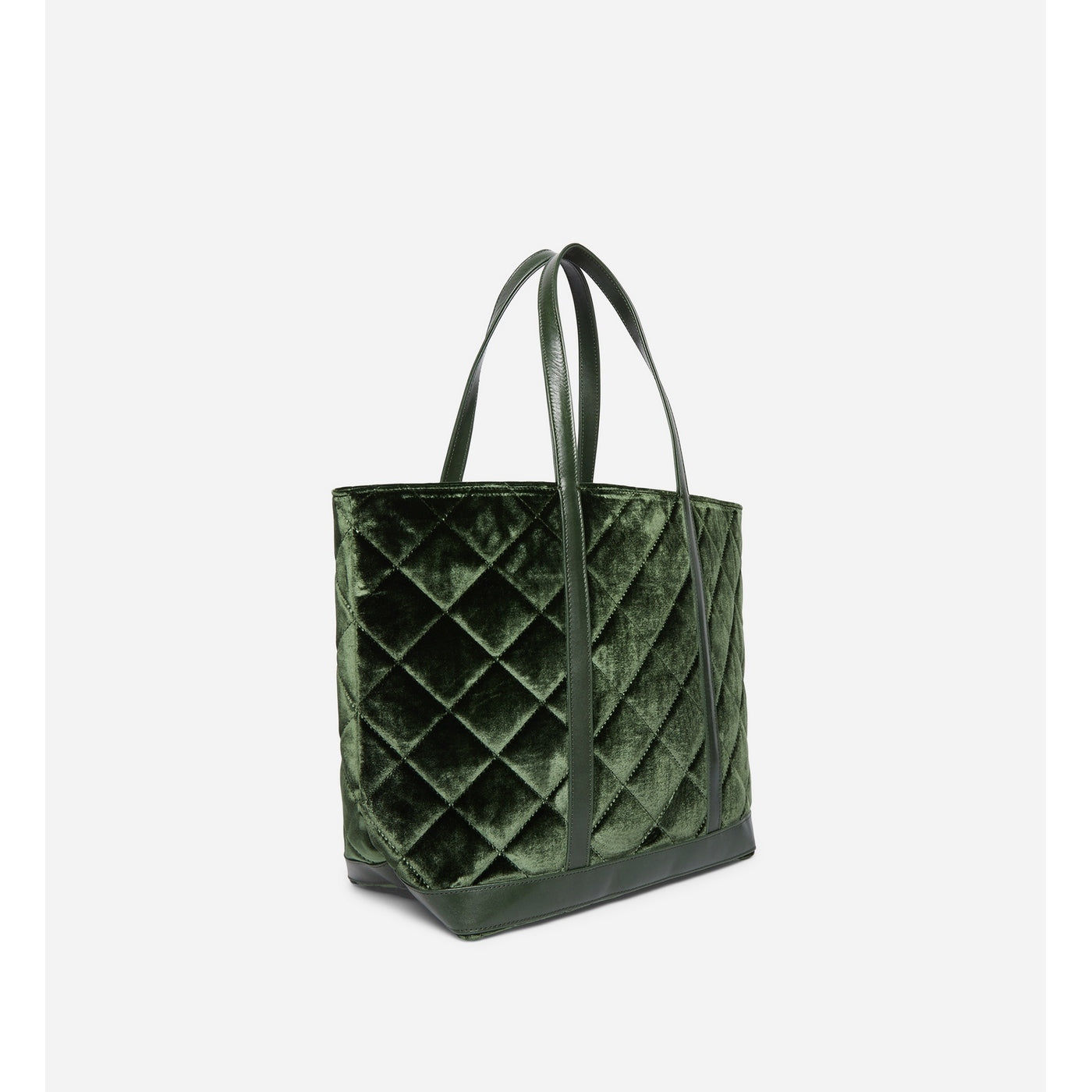 Large Quilted Velvet Tote - Green