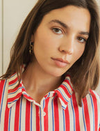Blouse Met Rode & Marineblauwe Strepen Coren
