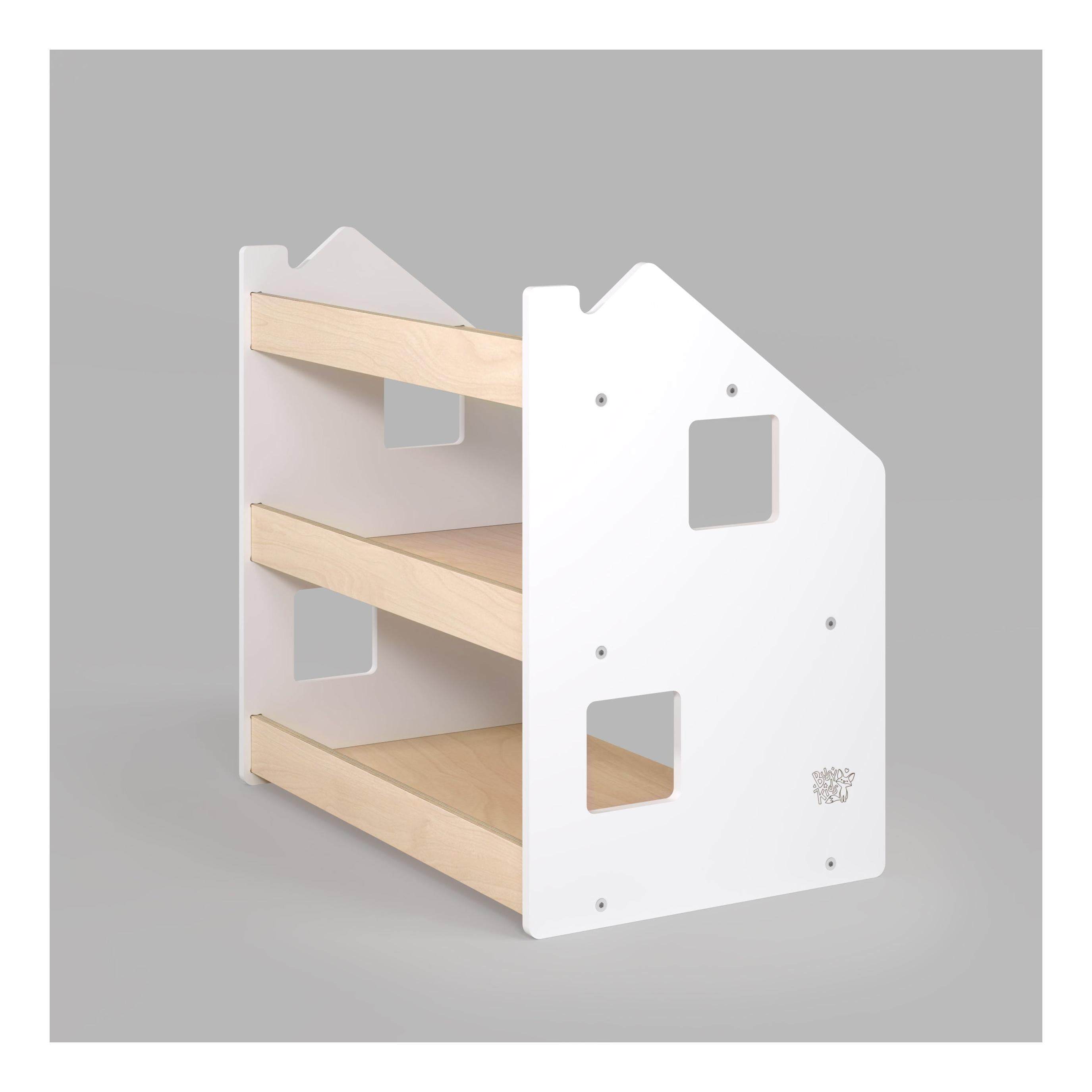 Librería y Estantería Para Juguetes Dúo – Blanco y Gris