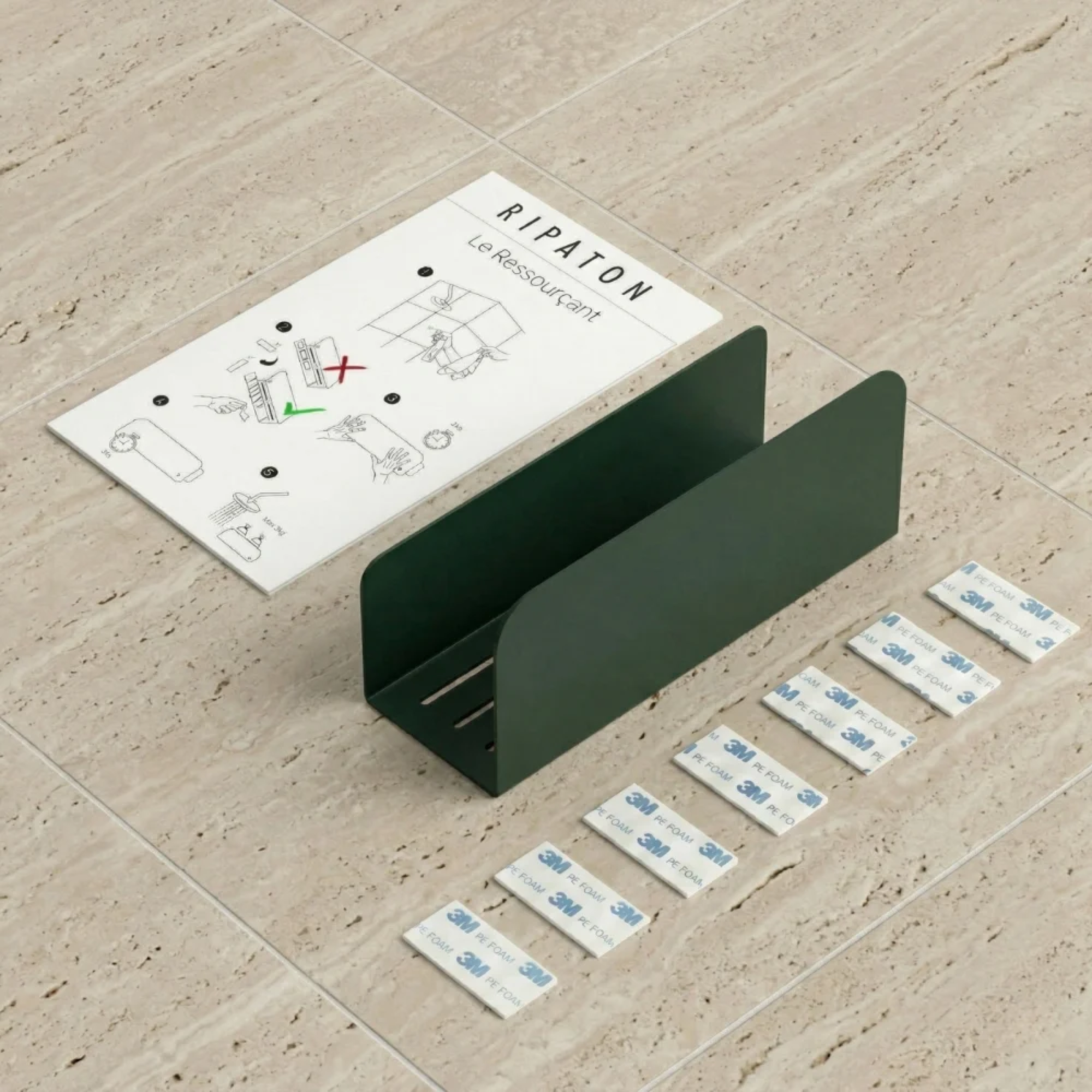 Estante de almacenamiento para ducha de pared - Acero plegado - Verde bosque mate