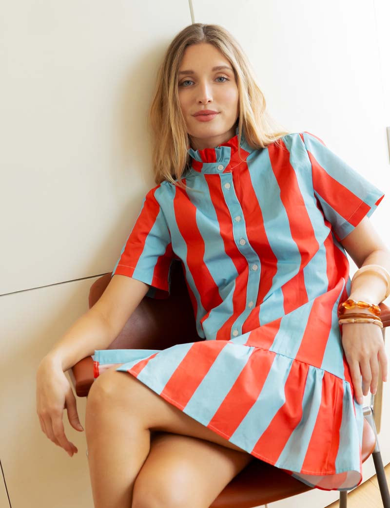 Kleid in Rot & Blau Sylvia