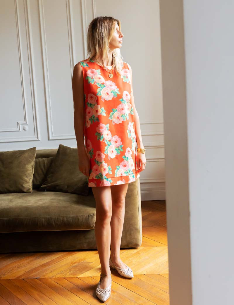 Robe Rouge Fleurie Rini