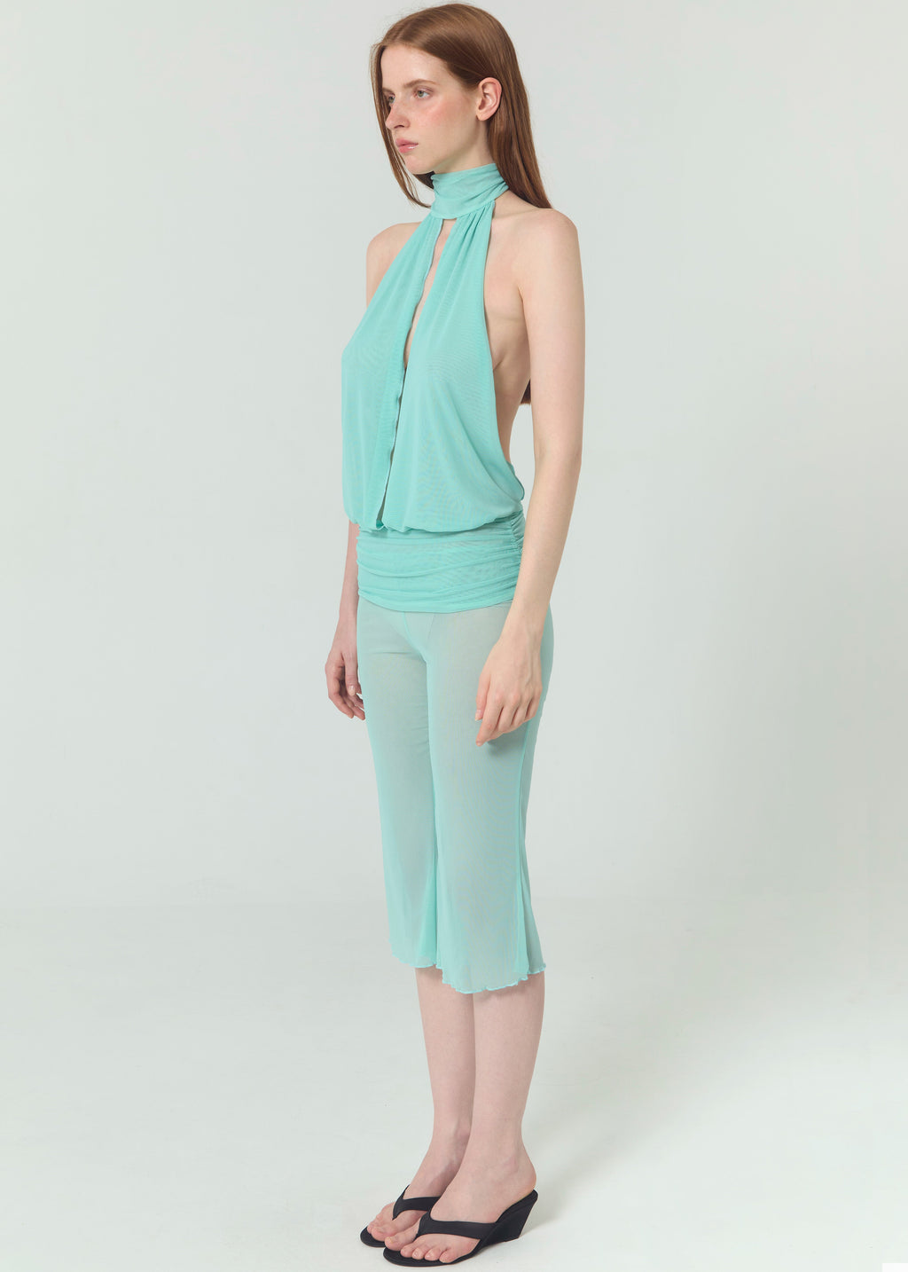 Capri Mesh Trousers - Aqua