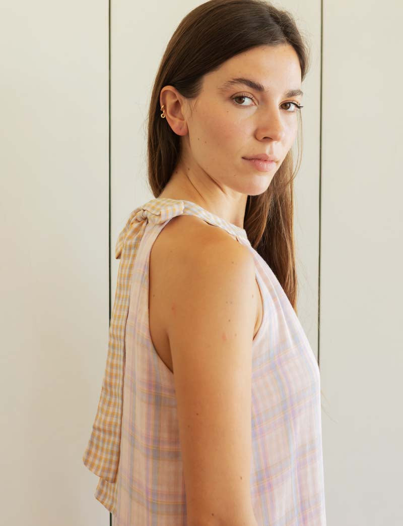 Kariertes Kleid Rosa Pampa