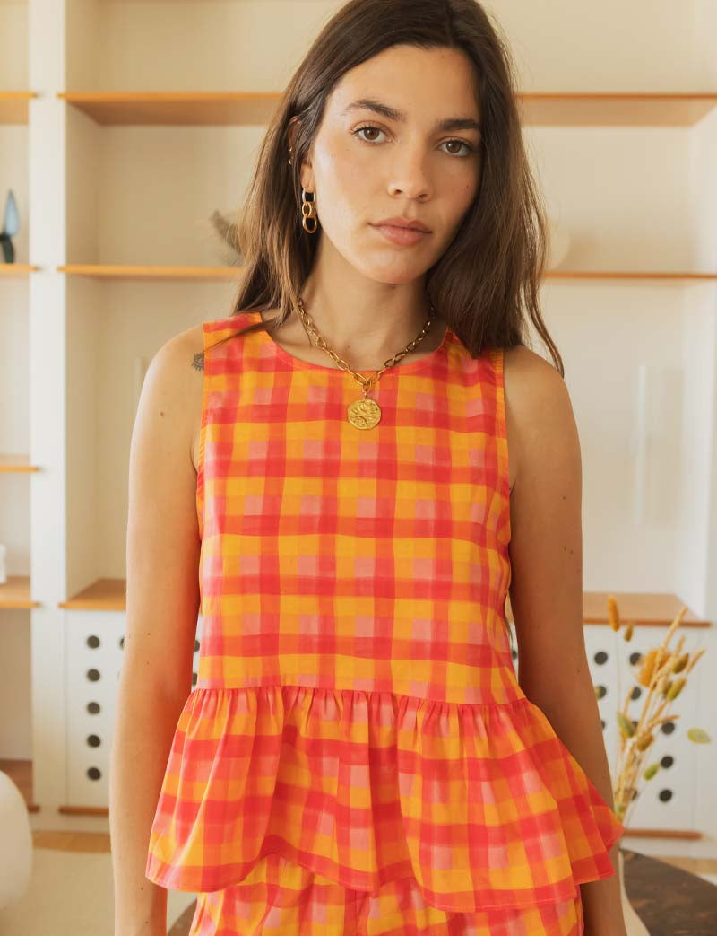 Top Cuadros Vichy Multicolor Zesti
