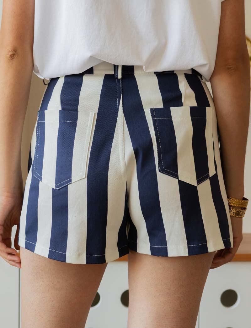 Pantalón Corto de Rayas Marino Kevy