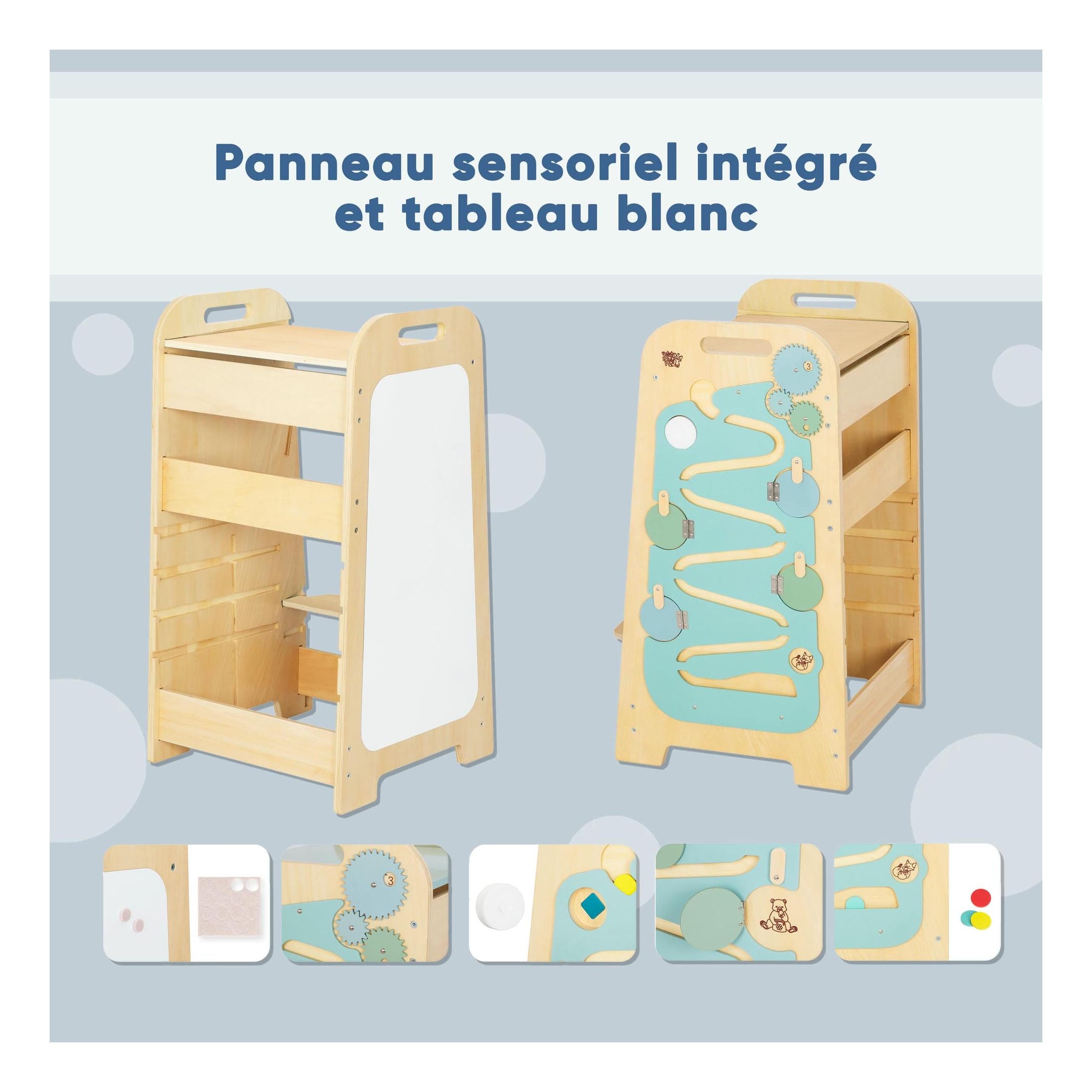 5-in-1 Multifunctional Learning Tower – Play XL Mint & Yellow