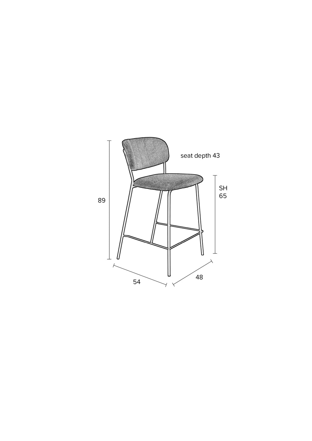 Jolien - Set of 2 Bar & Counter Stools - Fabric - Gold/Light Green