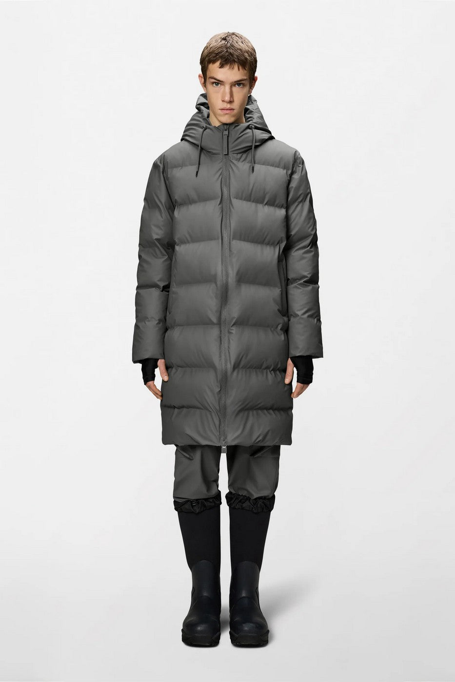 Chaqueta acolchada larga Alta W3T4 Gris - Mixto