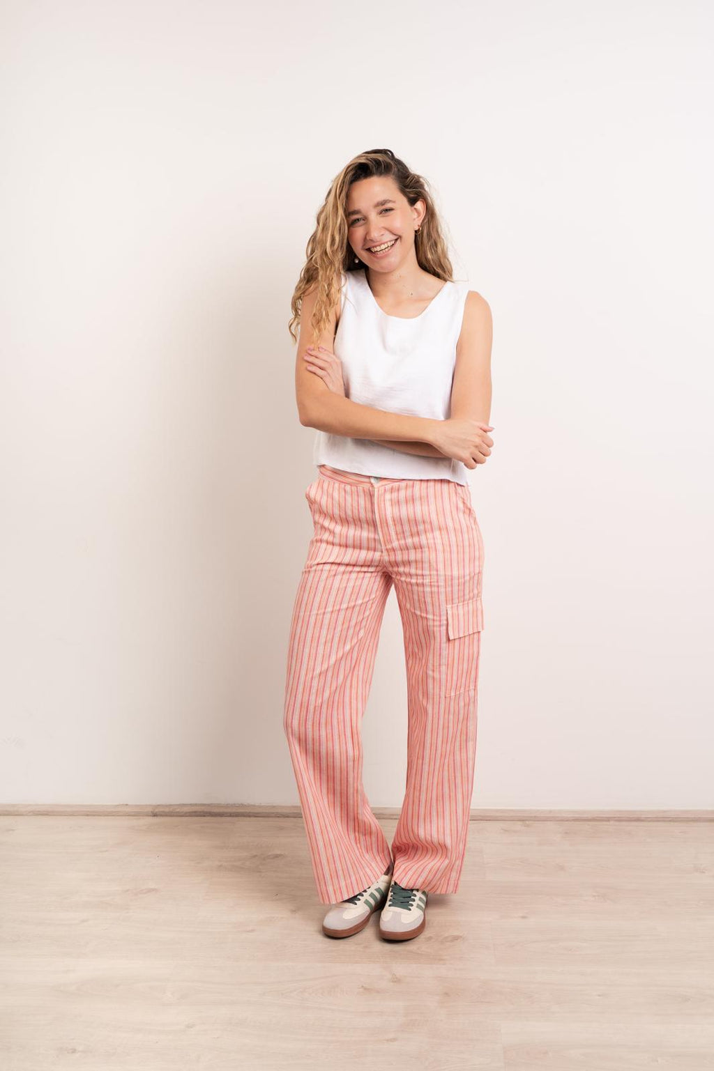 Pantalón tailandés de lino rosa