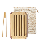 Set Du Boulanger Planche À Découper Pince À Toast Et Sac À Pain - Beige Et Chocolat - Lot De 3