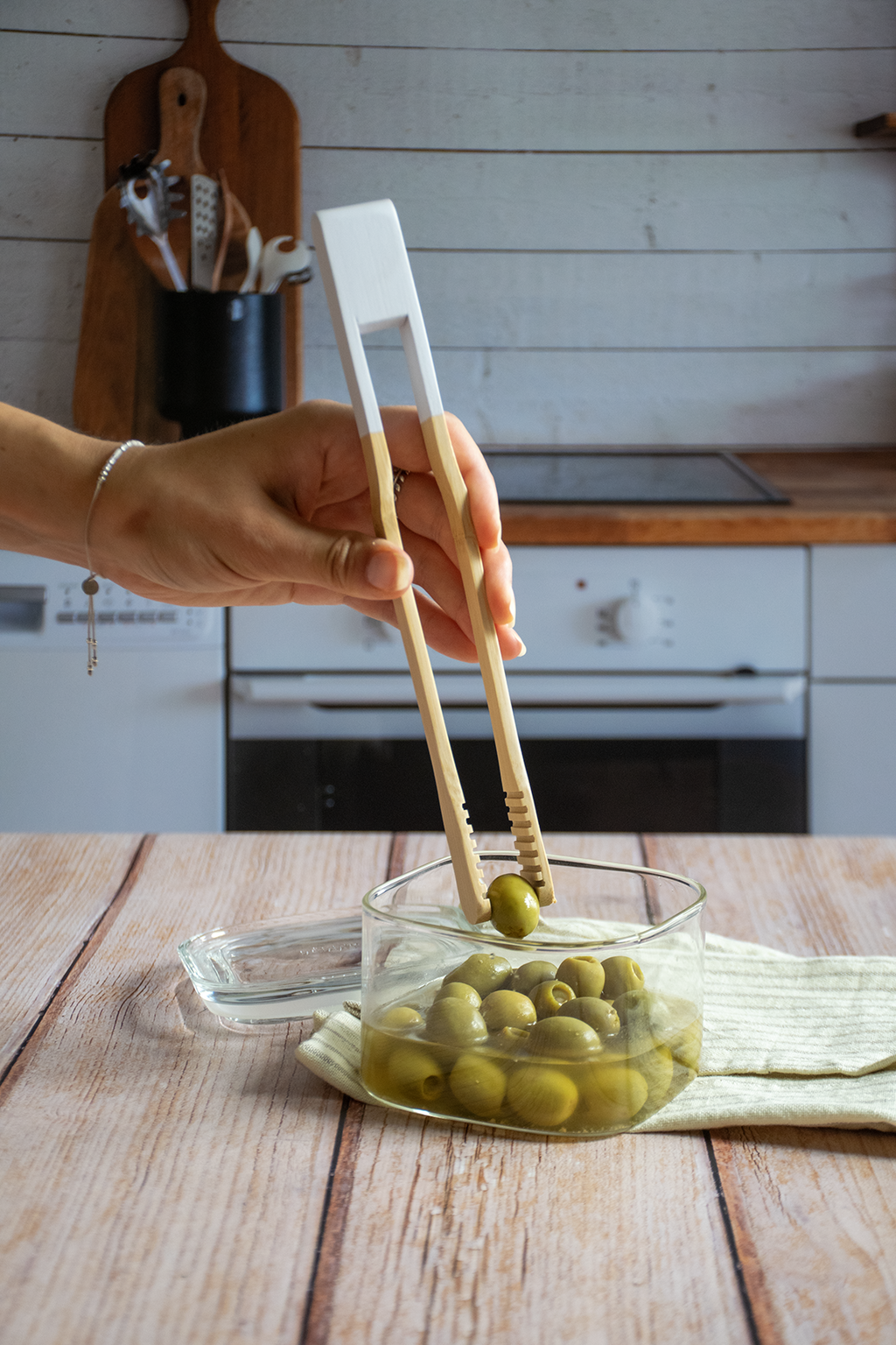 Bamboo All-Purpose Tongs - Sand White