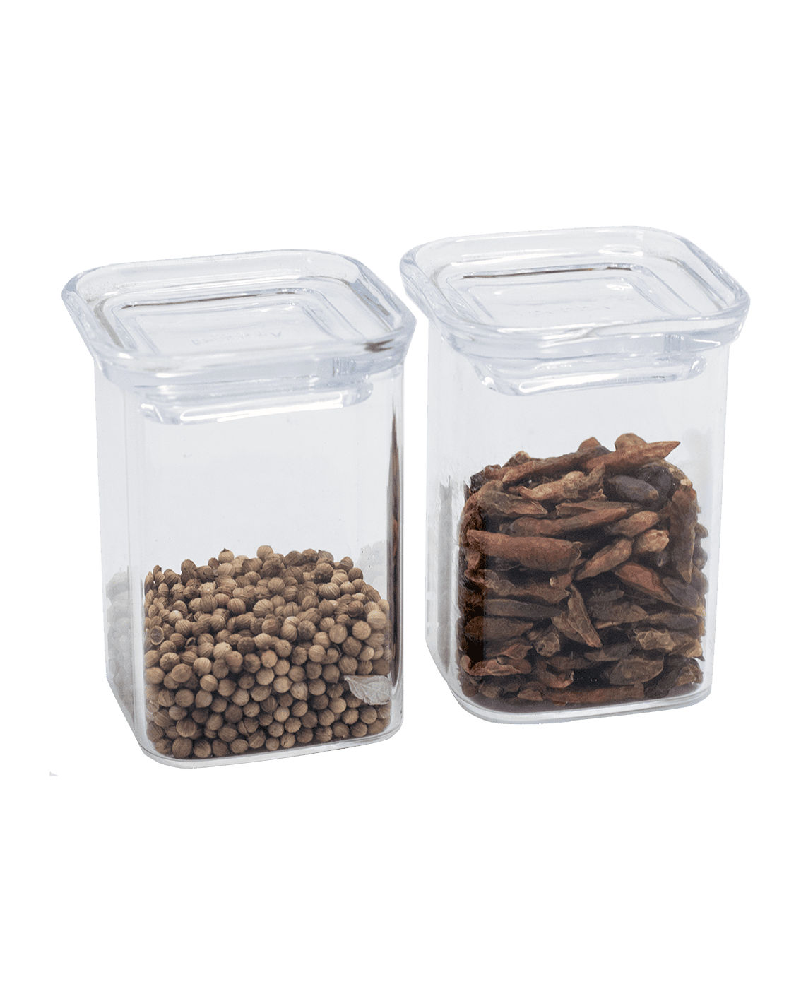 Set Of 2 Square Glass Spice And Herb Jars - Transparent