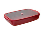 Rectangular Glass Oven Dish With Lid - Garnet Red