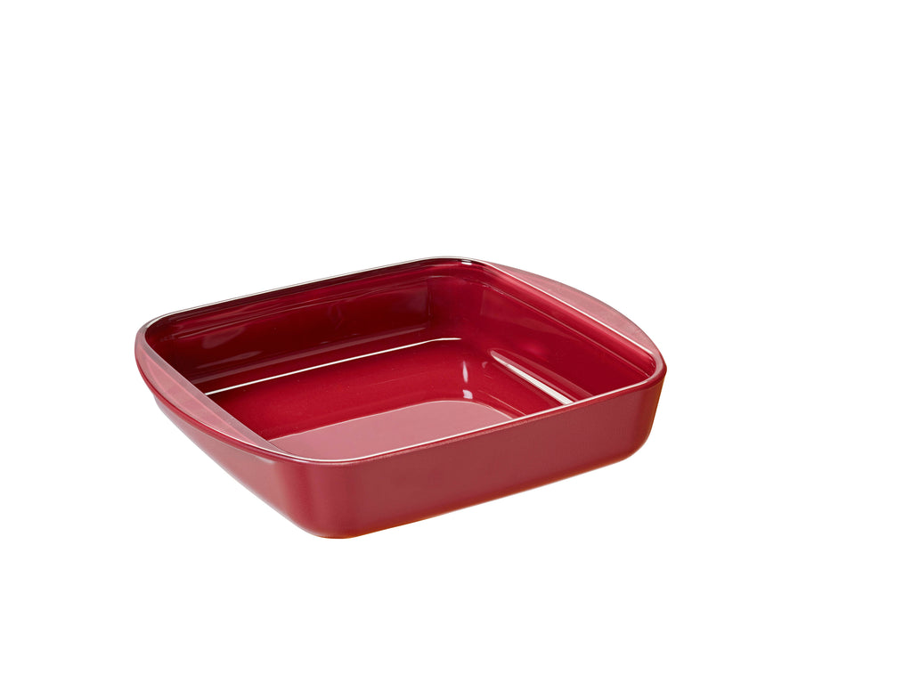Rectangular Glass Oven Dish With Lid - Garnet Red